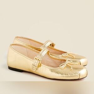 J. Crew Metallic Gold Mary Jane Shoes